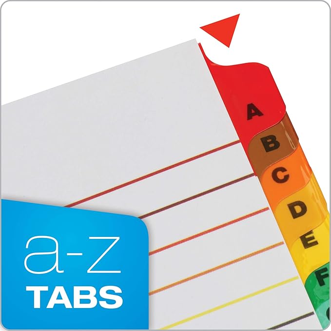 Cardinal Binder Dividers, A-Z Tabs, 3 Pack, Customizable Table of Contents Page, Reversible Multicolor Tabs, 3-Hole Punched for Binders