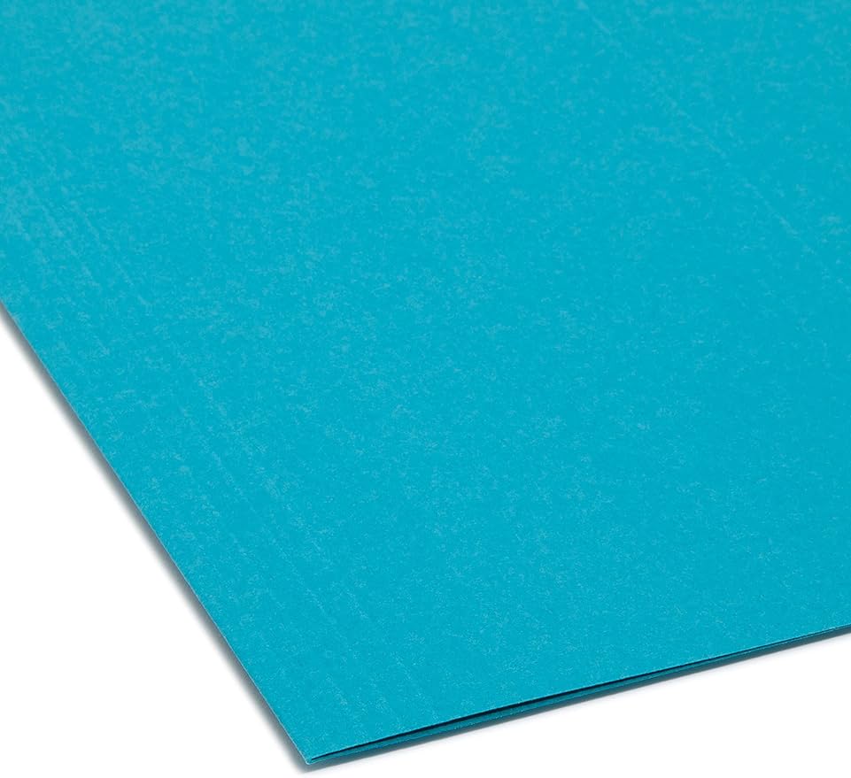 Smead Colored Hanging File Folder with Tab, 1/5-Cut Adjustable Tab, Letter Size, Teal, 25 per Box (64074) (Pack of 1)