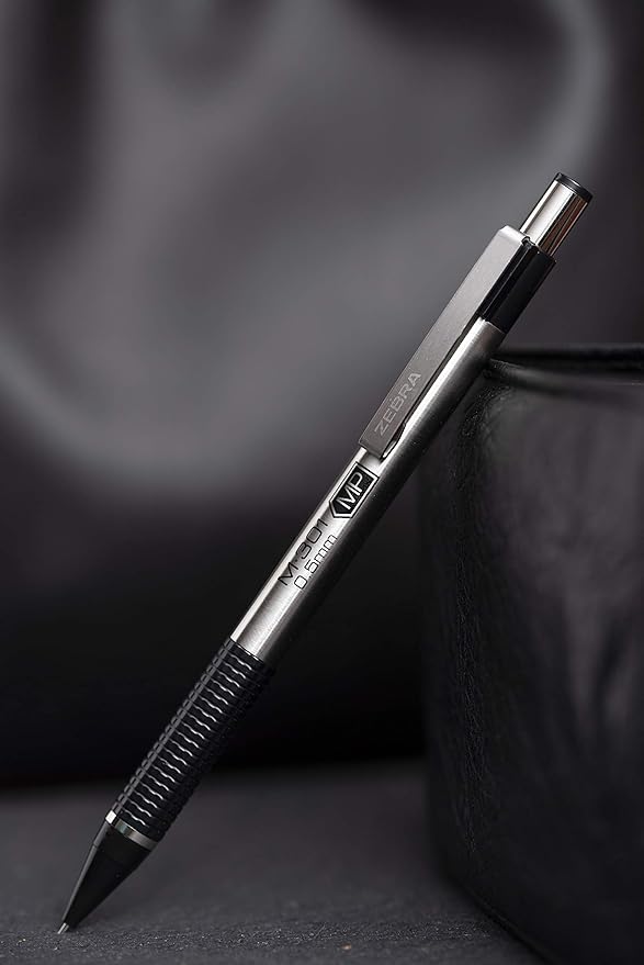 Zebra Pen M-301 Mechanical Pencil, Stainless Steel Barrel, Medium Point, 0.7mm, Black Grip (Pack of 1)