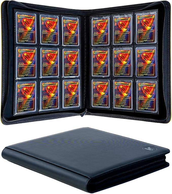 Top loader Binder - Holds 288+ Top Loaders for Cards, 9 Pocket Top Loader Binders with Sleeves for 3" x 4" Rigid Card Holders for Baseball, Football and other Sports Cards(Black)