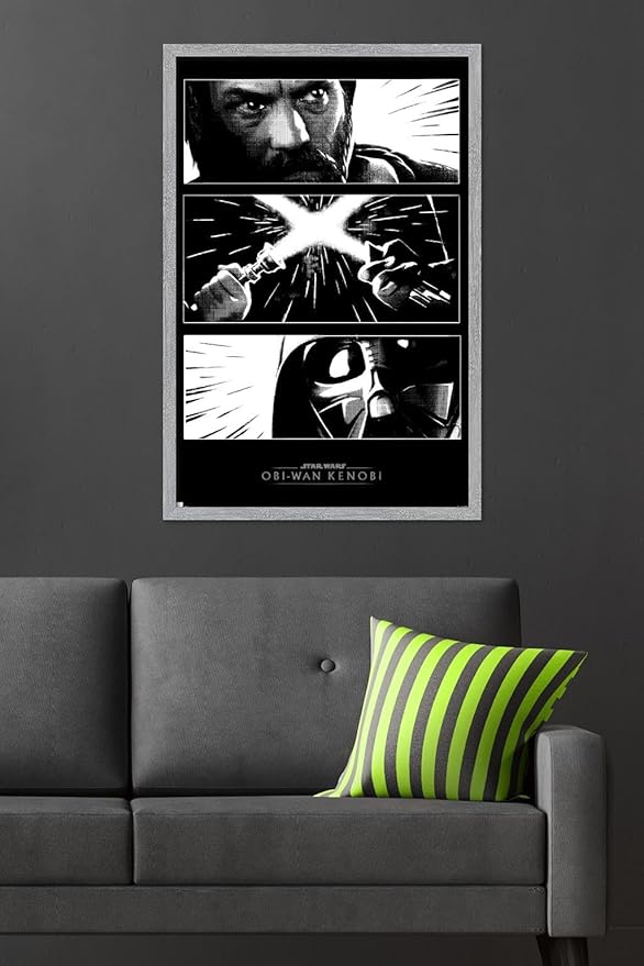 Trends International Star Wars: Obi-Wan Kenobi - Panels Wall Poster, 34L x 22.4W, Gray Framed Version