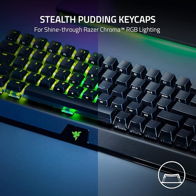 Razer BlackWidow V3 Mini HyperSpeed 65% Wireless Mechanical Gaming Keyboard: Green Mechanical Switches Tactile & Clicky - Phantom Pudding Keycaps - Chroma RGB - Up to 200 Hr Battery - Snap Tap