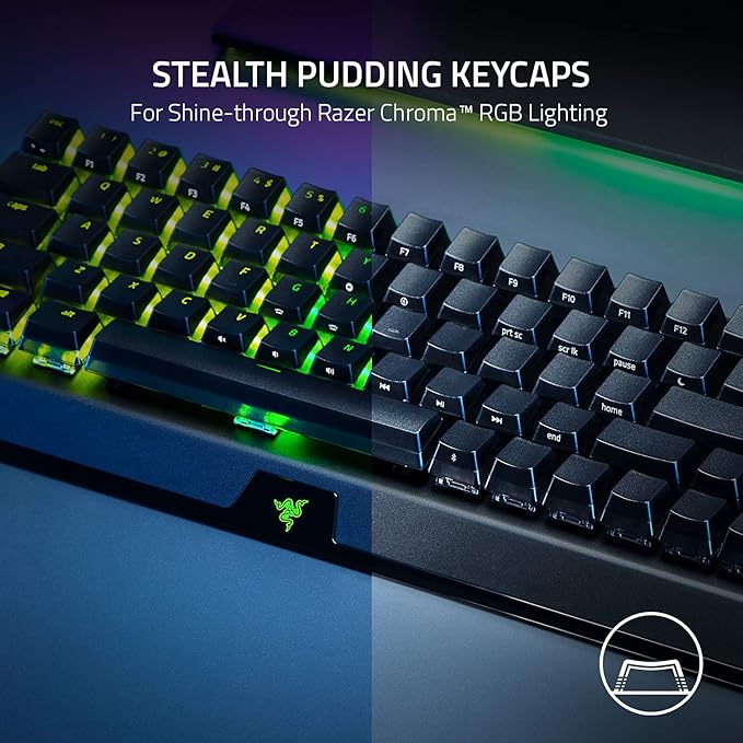Razer BlackWidow V3 Mini HyperSpeed 65% Wireless Mechanical Gaming Keyboard:HyperSpeed Technology_Yellow Switches_Linear & Silent - Phantom Pudding Keycaps 200Hrs Battery, Green (Renewed)
