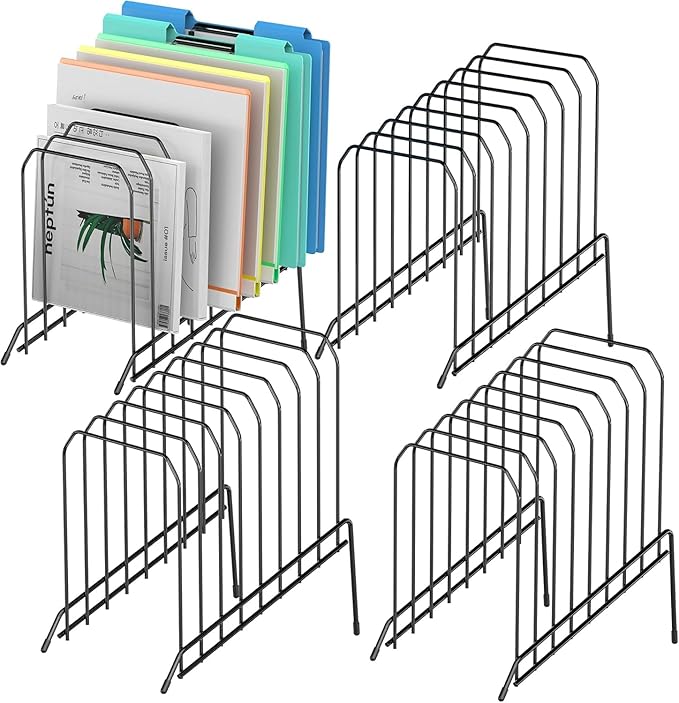 Incline Sorter Desk File Organizer, Metal Desk Magazine Folder Holder with 8-Section Vertical Compartments Rack File Organizer for Office, Home, School