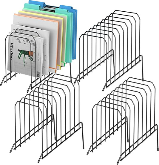 Incline Sorter Desk File Organizer, Metal Desk Magazine Folder Holder with 8-Section Vertical Compartments Rack File Organizer for Office, Home, School