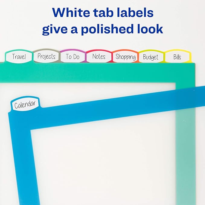 Avery Ultralast Big Tab Plastic Dividers for 3 Ring Binders, 8-Tab Set, Multicolor with White Labels, 1 Set (24901)