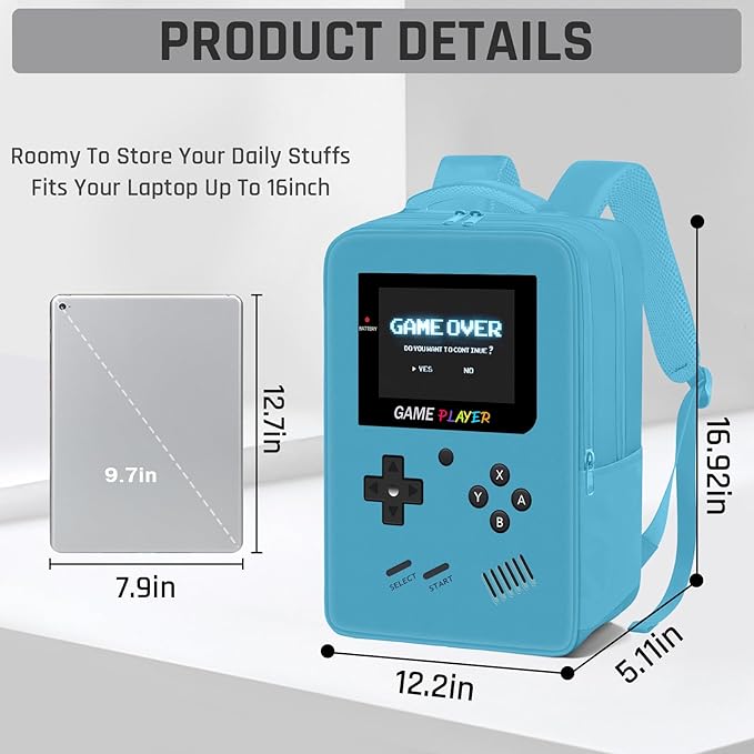 Gamer Backpack for Boys,School Boys Backpack for Kids Children Teens Elementary Middle High School,17" Large Capacity Student Bookbag & Multifunctional Video Game Travel Bag