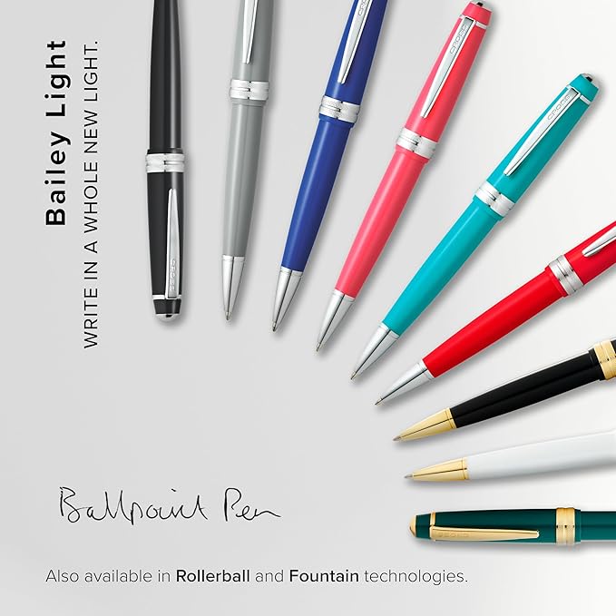 Cross Bailey Light Refillable Ballpoint Pen Presented in a Everyday Gift Box - Medium Point, Black Ink, Polished Amber