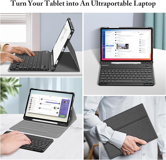 FINTIE Keyboard Case for Samsung Galaxy Tab S10 Lite/ S10 FE/ S9 FE 5G 10.9 Inch/Tab S9 11 Inch with S Pen Holder, Slim Stand Cover Detachable Wireless Bluetooth Keyboard, Gray