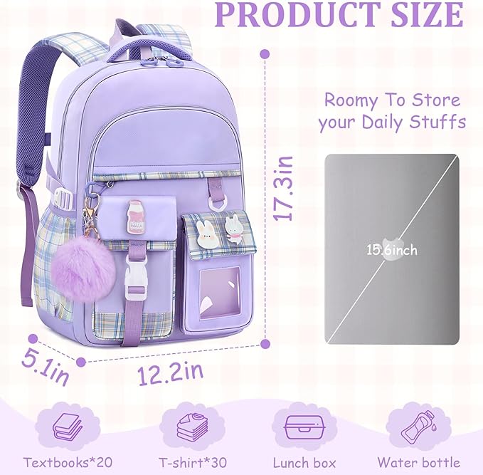 Kids Backpacks for Girls - Cute Girls Backpack for Elementary, Middle and High School Students - 18" Large Capacity School Bookbag with Multiple Pockets
