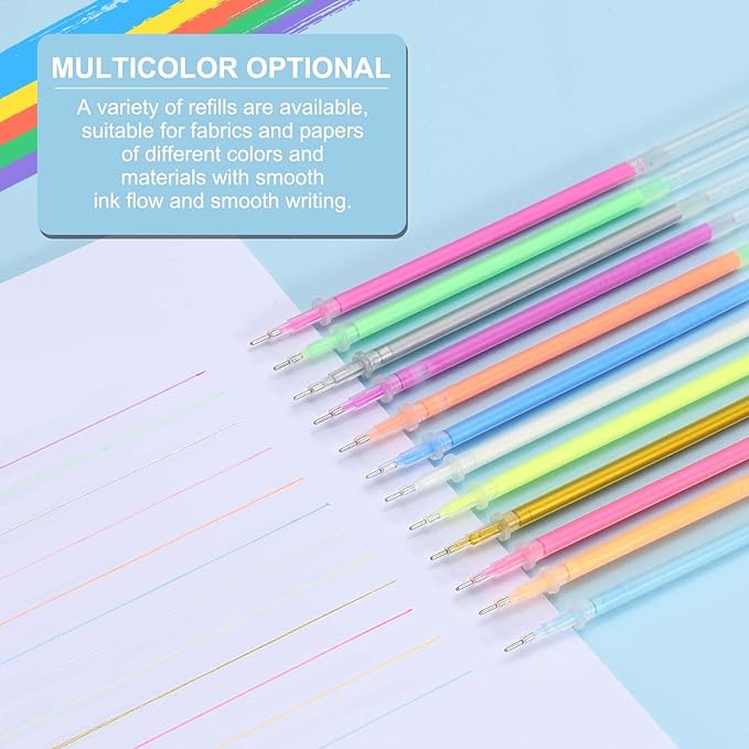 PATIKIL 0.5mm Gel Pens Refills, 24 Pack Glitter Gel Pens Sparkle Metallic Ink Fine Point Colored Refill Set for Adults Coloring Books Journaling Scrapbooking Art Drawing, White