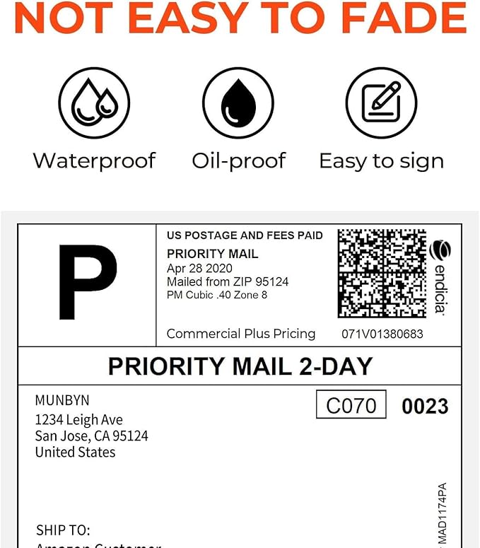 MUNBYN 130B Bluetooth Thermal Label Printer+Thermal Direct Shipping Label (Pack of 500 4x6 Fan-Fold Labels)