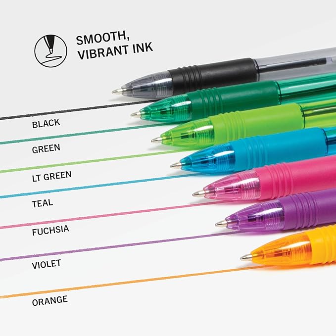 Zebra Pen Z-Grip Retractable Ballpoint Pen, Smooth-Flowing Assorted Fashion Colors, 1.0mm Medium Point, School & Office Supplies, Ideal for Note-Taking, Journal and Planner Use, 7-Pack (22276)