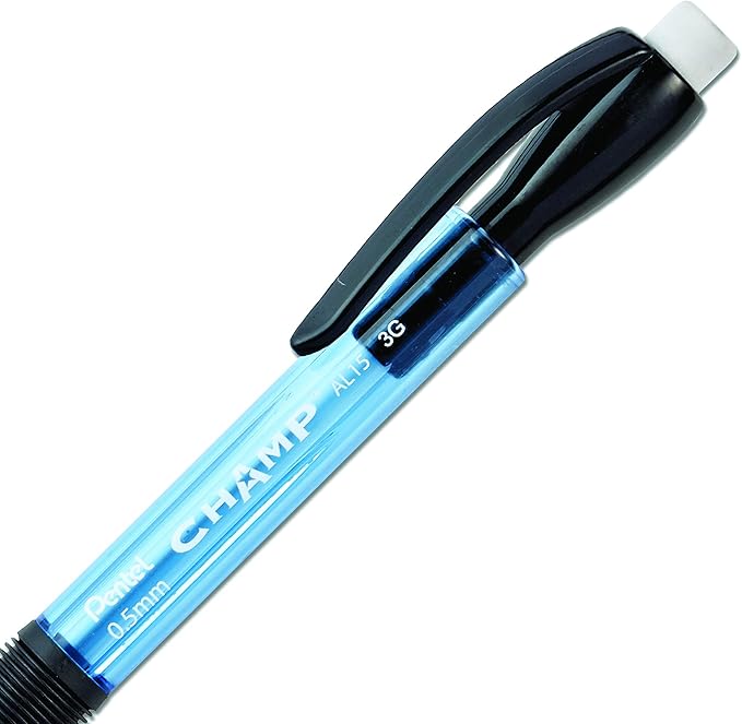 Pentel Champ Pencil, Automatic Pencil, 0.5mm Lead Size, Blue Barrel, Box of 12 (AL15C)