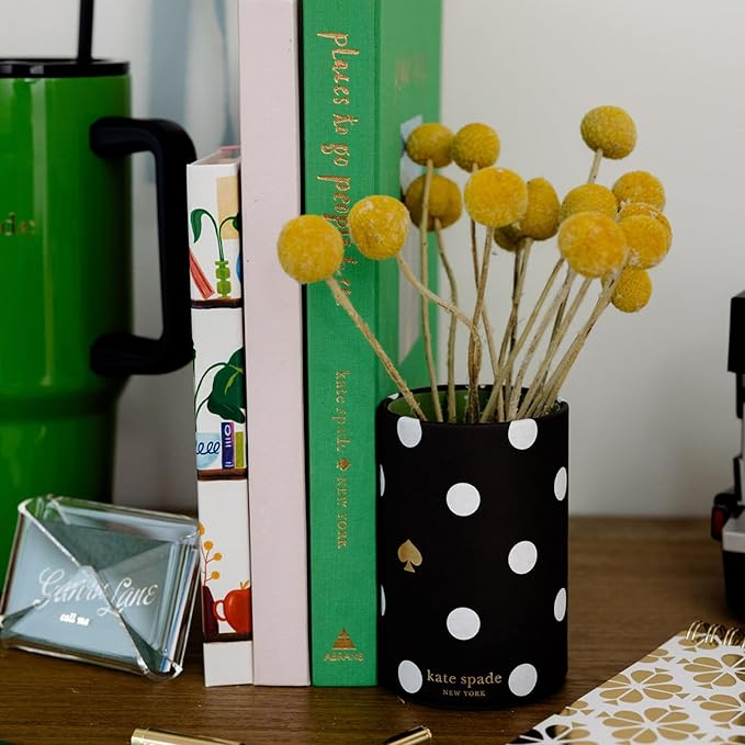 kate spade new york Pen and Pencil Holder for Desk, Decorative Pencil Cup, Leatherette Desk Supplies Organizer, Picture Dot