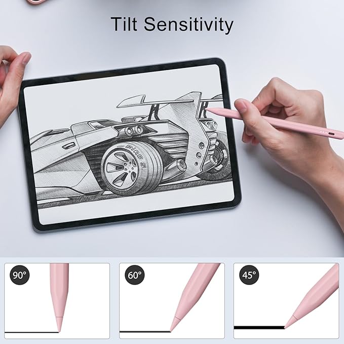 Stylus Pen for iPad, 13 mins Fast Charge for Apple iPad Pencil with Palm Rejection, Compatible with 2018-2024 iPad Air 3/4/5/6, iPad mini 5/6, iPad 6/7/8/9/10, iPad Pro 11"/12.9"/M4 (Pink)