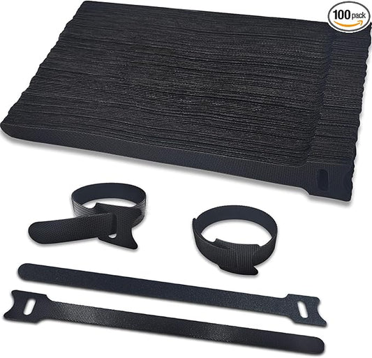 100pcs Reusable Cable Ties 7.8 In |Adjustable Cord Straps&Wire Wraps|Hook and Loop Cable Management Organizer
