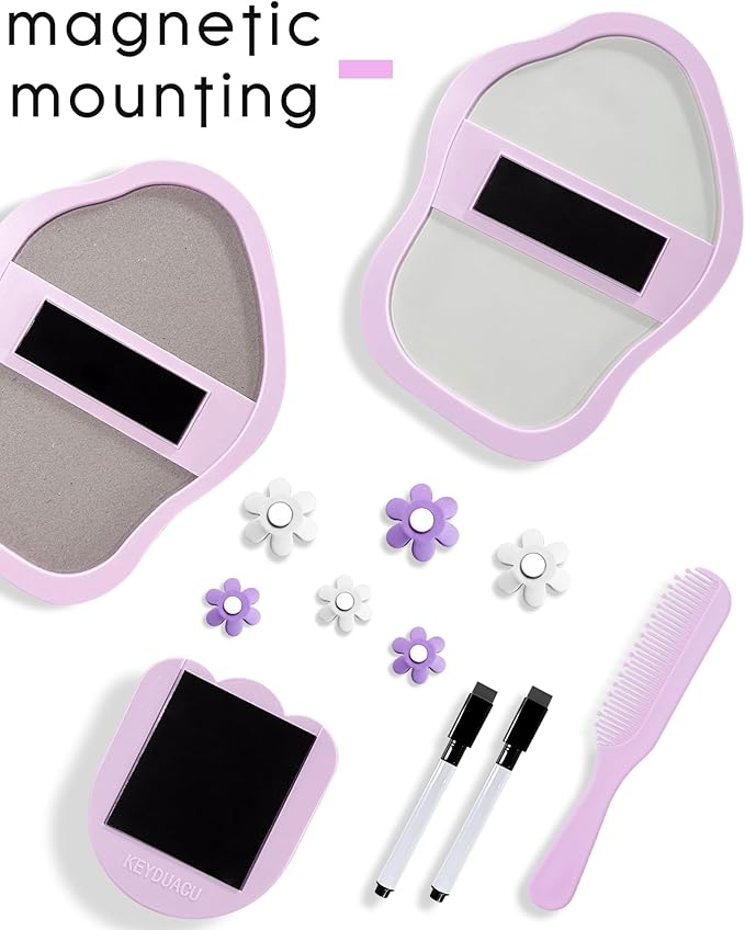KEYDUACU 12 pcs Girls Locker Accessories, Locker Decorations Including Mirrors, whiteboards, Magnets and organizing Supplies. Ideal for Back-to-School Essentials and The Office (12 pcs-Purple)