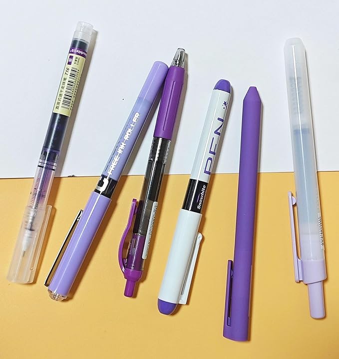 Pink and Black Ink Gel Pens with Bible Journaling Highlighter, Fine Point 0.5mm Cute Colorful Gel Ink Pens for Office School, Note Taking, 5 Pink, 1 Black