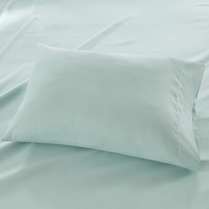 Madison Park 3M Microcell Bed Sheet Set Color Fast, Wrinkle and Stain Resistant, Soft Sheets with 16" Deep Pocket All Season, Cozy Bedding-Set, Matching Pillow Case, King, Seafoam, 4 Piece (MP20-2391)
