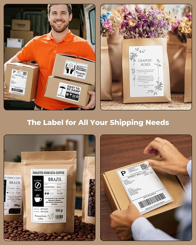 MUNBYN 4"x6" Direct Thermal Shipping Labels, Commercial Grade Permanent Adhesive Fanfold Mailing Postage Label Paper for Thermal Printers and Packages, 220 Sheets per Stack (Pack of 2)