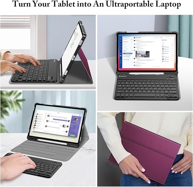 FINTIE Keyboard Case for Samsung Galaxy Tab S10 Lite/ S10 FE/ S9 FE 5G 10.9 Inch/Tab S9 11 Inch with S Pen Holder, Slim Stand Cover Detachable Wireless Bluetooth Keyboard, Purple