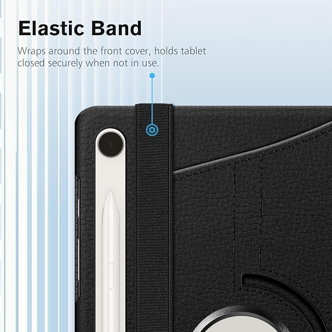 Fintie Rotating Case for Samsung Galaxy Tab S10 Lite/ S10 FE/ S9 FE 5G 10.9 Inch/Tab S9 11 Inch with S Pen Holder, 360 Degree Swiveling Stand Cover Auto Sleep/Wake, Black
