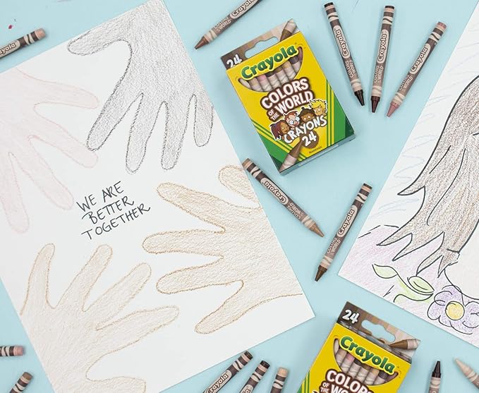 CRAYOLA Colours of the World Wax Colouring Crayons - Assorted Colours (Pack of 24) | Colours That Represent Skin Tones from Around the World | Ideal for Kids Aged 3+