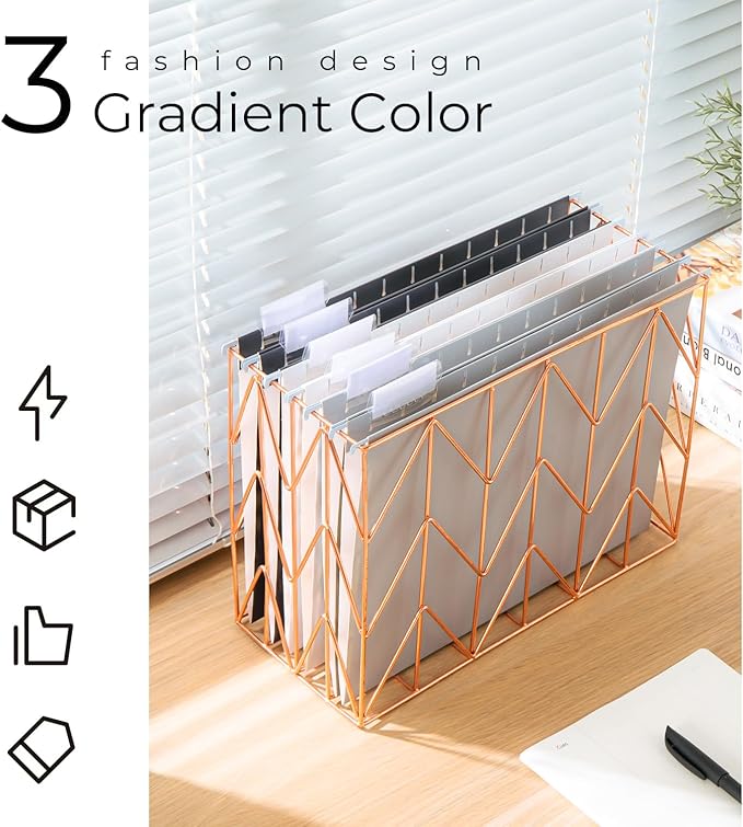Y YOMA 18 Pack Gradient Hanging File Folders Letter Size Decorative Hanging Folder Pretty File Folder Organizer for Filing Cabinet Office Home with 1/5-Cut Adjustable Tabs, Ash Grey