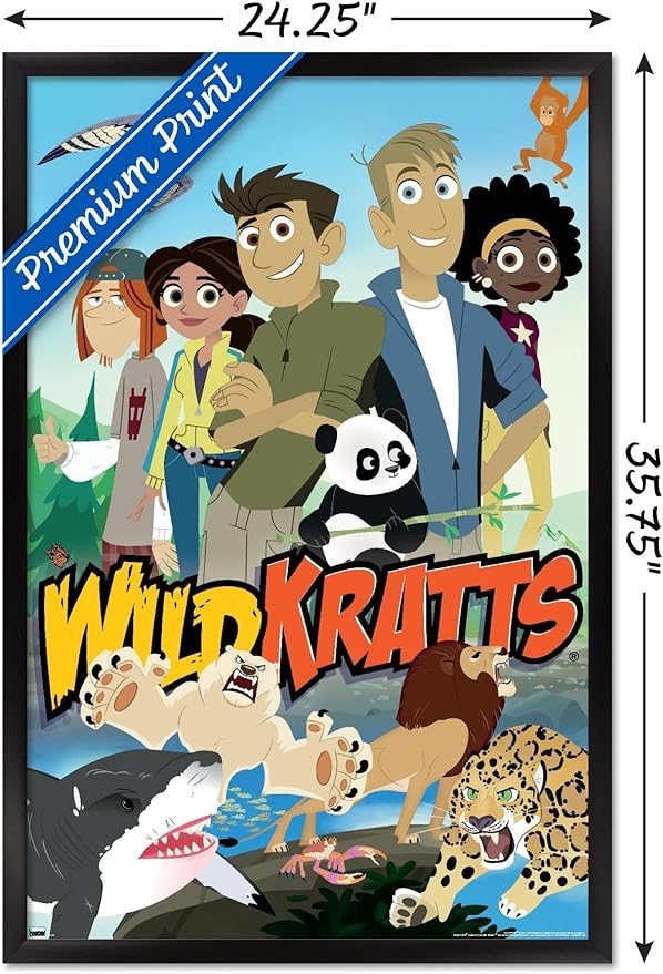 Wild Kratts - Group Wall Poster, 34L" x 22.4W", Black Framed Version