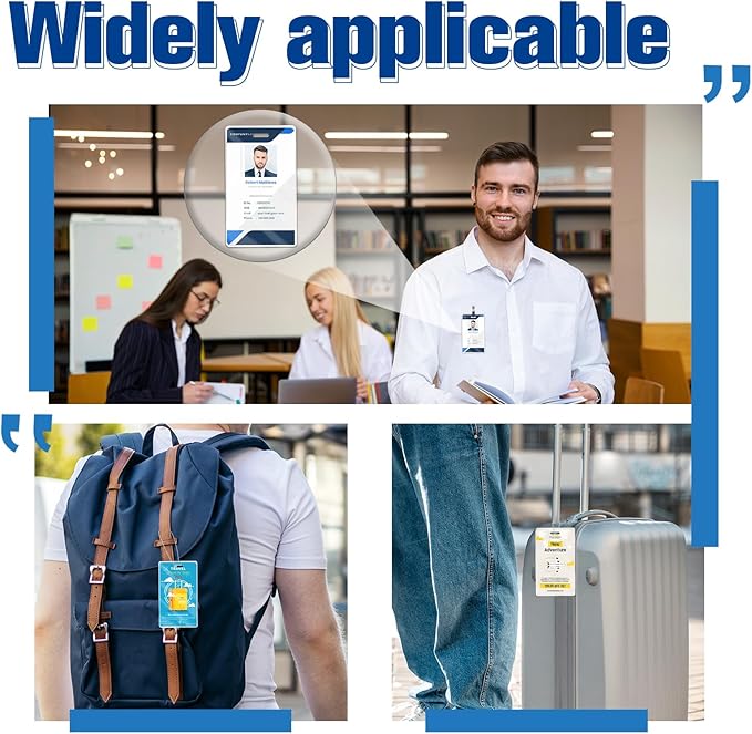 500 Pieces 5 Mil 2 1/2" x 4 1/4" Luggage Tag Laminating Pouches with Slot Hole Thermal Laminate Pouch Tags Kit Resealable for Work Permits Pass Cards Student ID Cards