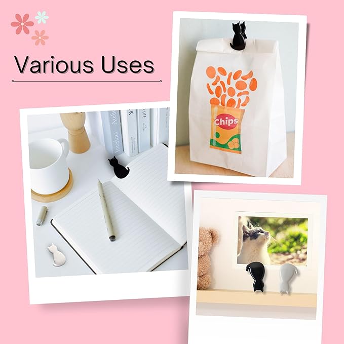 Sturdy & Cute Cat Chip Clips - Set of 6 Strong Grip for Snack Bags, Documents, Gift Bags Durable and Resilient | LOVE LOVE JAPAN