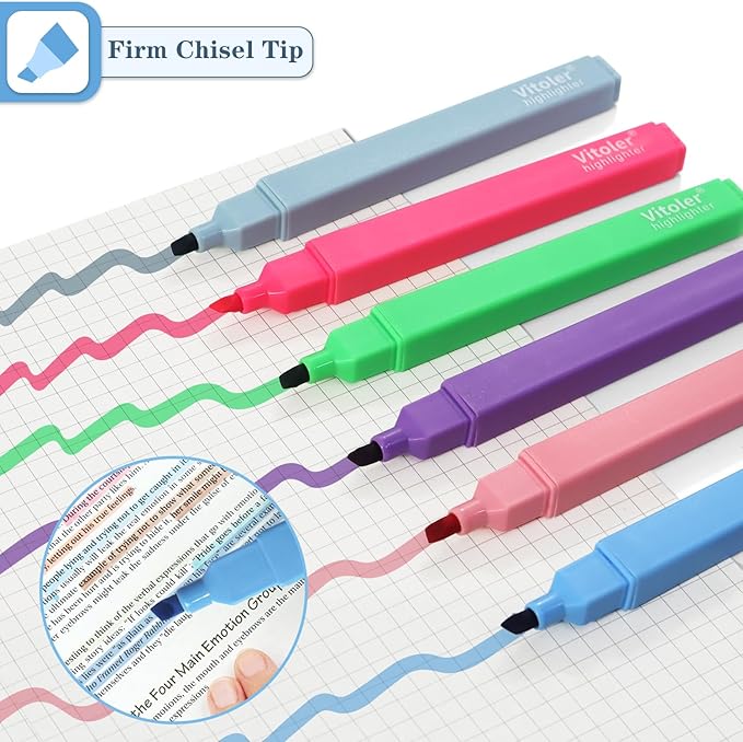 Vitoler Highlighters Assorted Colors,8pcs Chisel Tip Highlighters, High lighters No Bleed for Office Supplies