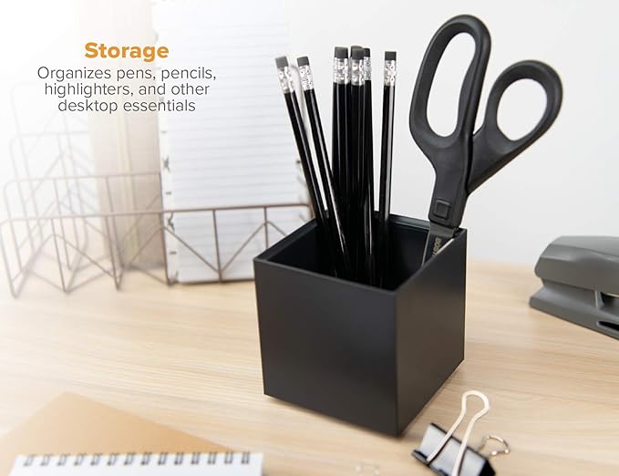 Bostitch Office Konnect Pencil Cup Desk Organizer, Pen Cup, Black (Pack of 12)