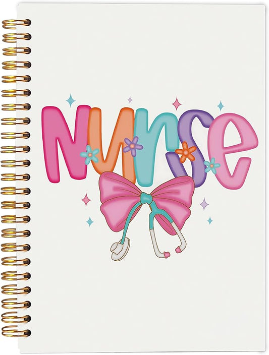 Ecezatik Coquette Stethoscope Bow Nurse Notebook Journal, Nurse Appreciation Gifts for Women, Nursing Medical Graduation Gifts, Nursing Aesthetic Spiral Notebook 5.5x8.3 Inch