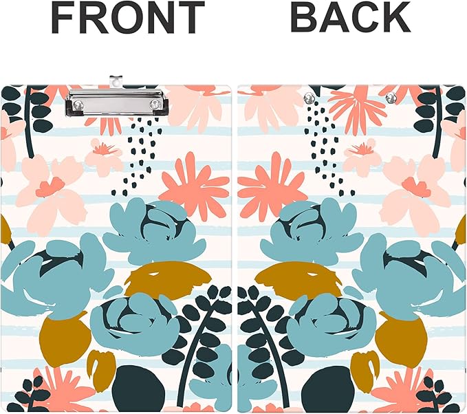 Fashion Clipboard, A4 Letter Size Wooden Decorative Clipboards for Teacher, Nurse, Doctor,Student and Kids, Cute Design for Standard Size 12.2" x 8.9"(C-Art Flower)