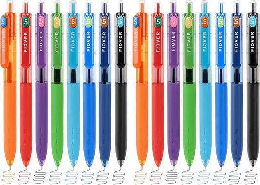 FIOVER Colored Gel Pens, 0.5mm Quick Dry Ink Fine Point Smooth Writing Colorful Pens for Journaling, School Supplies, Gifts for Nurses and Teens, Stocking Stuffers for Women (16PCS)