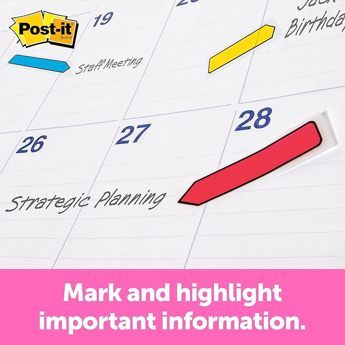 Post-it Flags Arrow 1/2" Page Flags, Eight Assorted Colors, 250/Pack (684VAD2)