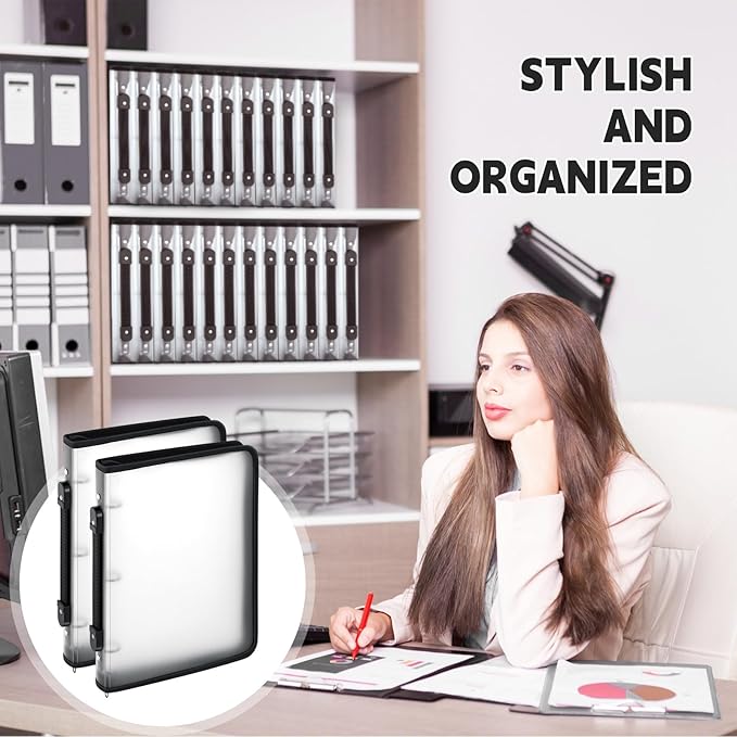 Teling 8 Pcs Plastic Zipper Binders with 3 Ring Zipper Binder, Refillable File Organizer Planner for Projects, Assignments, Memos, School Work (1 Inch,White)