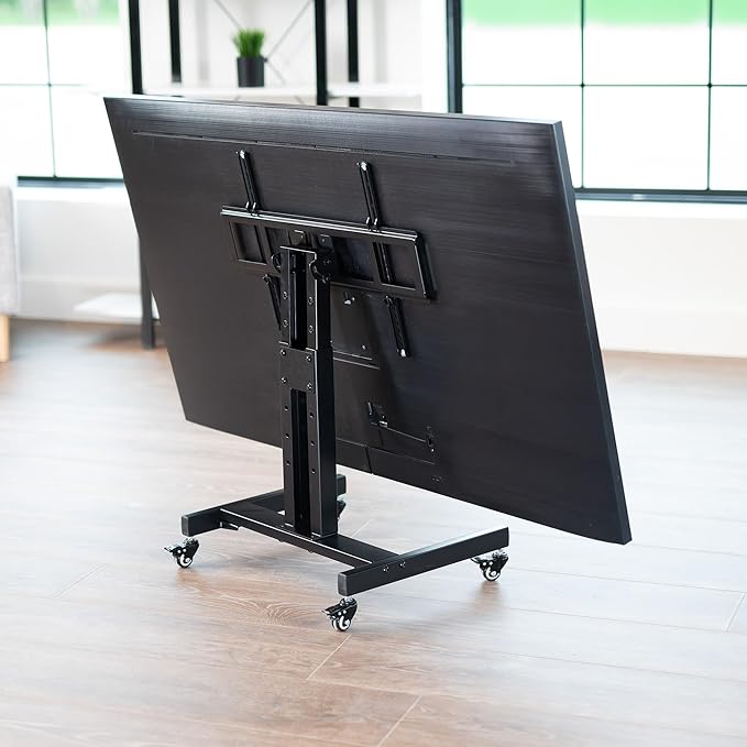 VIVO Low Height TV Cart for 32 to 75 inch Screens, Height Adjustable with Tilt, Holds up to 110 lbs, Max VESA 600x400, Black, STAND-TV02L