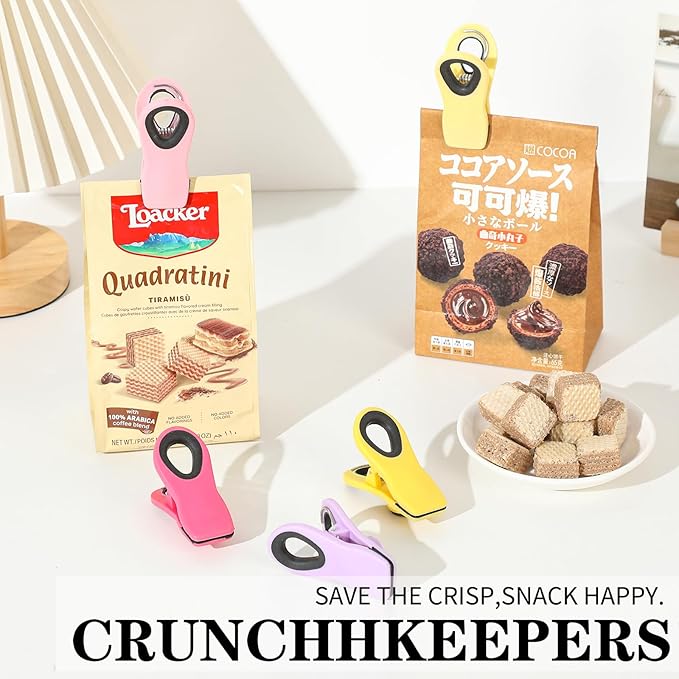 Chip Clips Bread Clips Bag Clips Magnetic Clips Chip Clip Chip Clips Bag Clips Food Clips Clips for Food Packages Chip Bag Clip (10pcs Light Yellow)