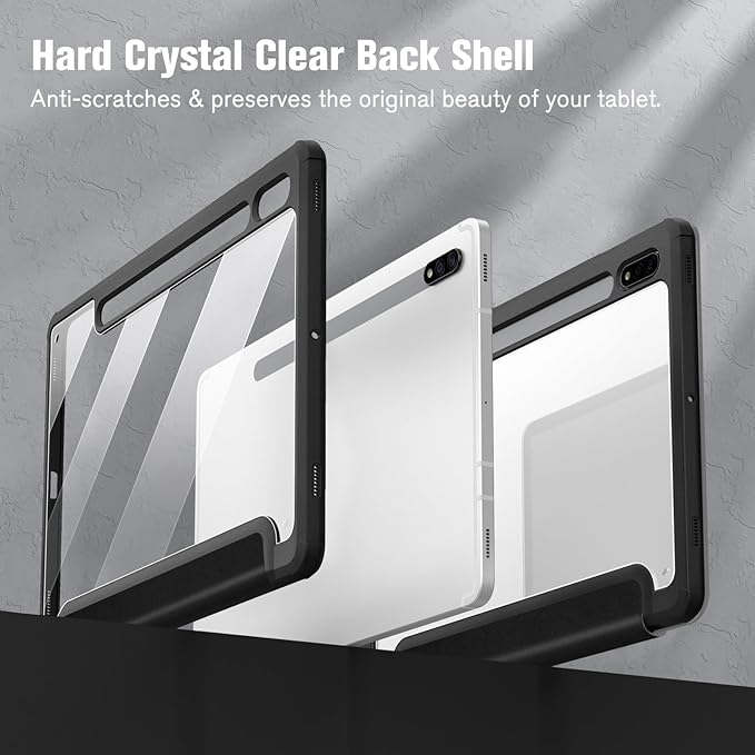 Fintie Hybrid Slim Case for Samsung Galaxy Tab S8/Tab S7 11 Inch (Model SM-X700/X706/T870/T875/T878) with S Pen Holder, Shockproof Cover with Clear Transparent Back Shell, Composition