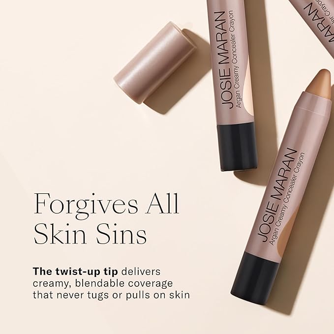 Josie Maran Argan Cream Concealer Crayon - Blemish & Under Eye Concealer Stick - Hydrating Luminous Finish with Buildable Coverage - Non-Comedogenic, Creaseless & Non-Cakey Formula - Dark 1 (0.1 oz)