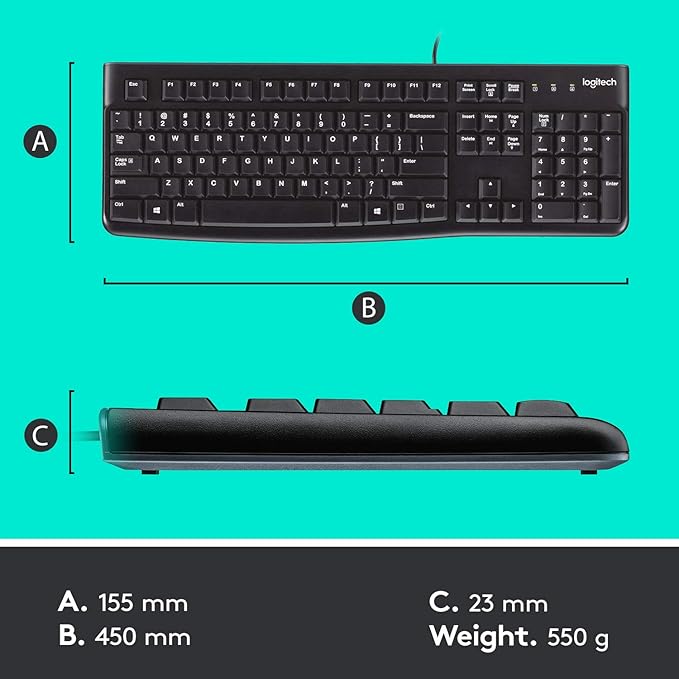 Logitech MK120 Wired USB Keyboard Mouse Desktop Combo
