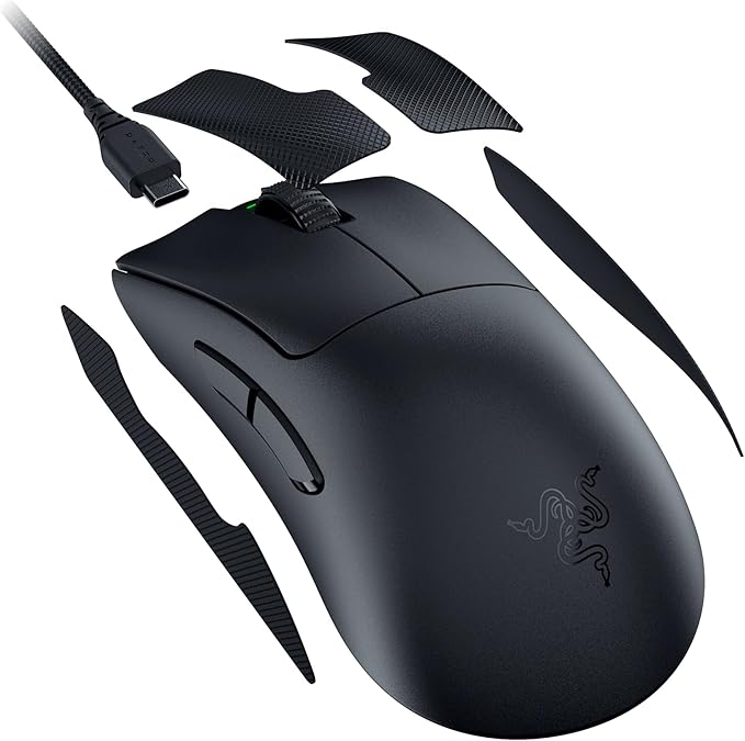 Razer DeathAdder V3 Pro Gaming Mouse: 63g Ultra Lightweight - Focus Pro 30K Optical Sensor - Fast Optical Switches Gen-3 - HyperSpeed Wireless - 5 Programmable Buttons - 90 Hr Battery - Black