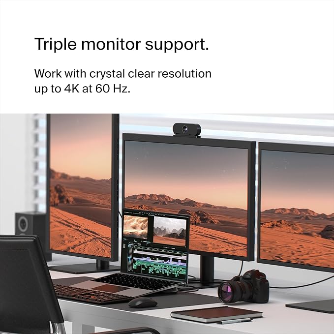 Belkin Connect 11-in-1 Universal USB-C Pro Dock w/ 3-Monitor Support, Silicon Motion Technology - Works with Mac, Windows, and Chromebook - 100W PD w/ 10Gbps Transfer Speeds & 2.5Gbps Ethernet - Grey