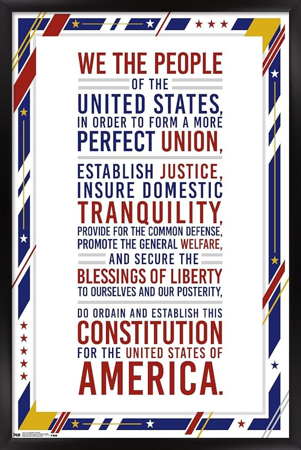 Trends International The United States Of America - Constitution Preamble Wall Poster, 22.375" x 34", Black Framed Version