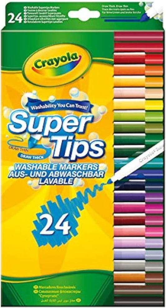 CRAYOLA SuperTips Washable Felt Tip Colouring Pens (Pack of 24)