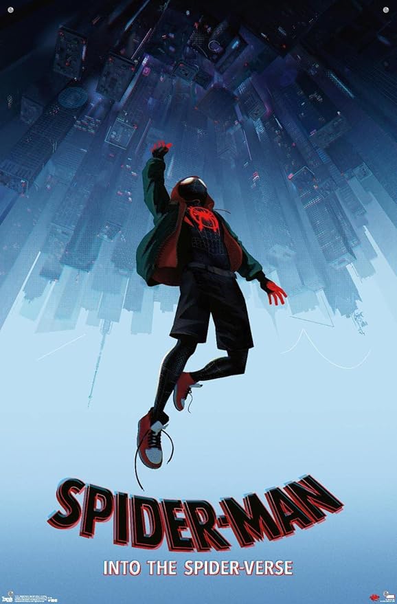Trends International Marvel Spider-Man - Into The SpiderVerse - Falling Wall Poster, 22.375" x 34", Poster & Pushpin Bundle