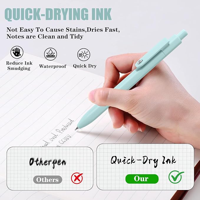 Gel Pens, 8 Pcs 0.5mm Quick Dry Black Ink Pens Fine Point Journal Pens Smooth Writing Pens, Cute Office School Supplies Gifts for Women Nurses